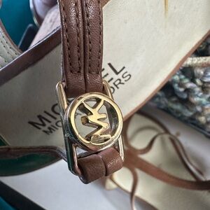 Michael Kors Brown Sandals with Gold Accent